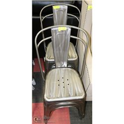 GROUP OF 4 METAL STACKABLE SIDECHAIRS