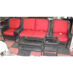 RATTAN STYLE LOVE SEAT WITH 2 CHAIRS INCL COFFEE