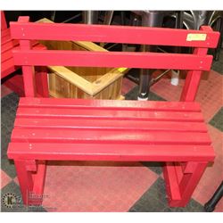 RED CHILDRENS BENCH, 30X12X28