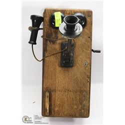 ANTIQUE WORKING WOOD WALL PHONE NORTHERN ELECTRIC