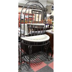 WROUGHT IRON AND STONE BAKERS RACK