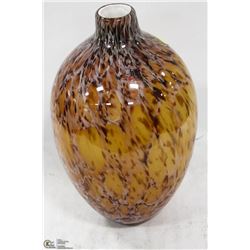 TALL WHITE CASCADED ART GLASS VASE