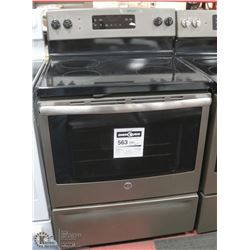 GE SLATE GREY 30" 4 BURNER STOVE, SELF CLEAN