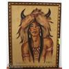Image 1 : 9) BUFFALO HUNTER ON BURLAP CHRIS TOFFERSEY PRINT