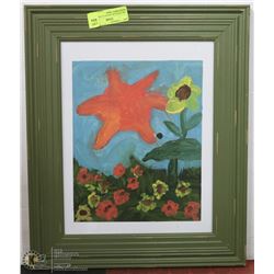 176) UNTITLED CRUDE STARFISH DIANE PRINT. 15"X18"