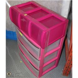 LOT OF 2 PINK STERILITE 3 DRAWER PLASTIC STORAGE