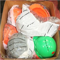 LARGE BOX OF ASSORTED COLOR HARD HATS