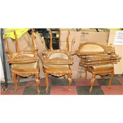 GROUP OF 5 CARVED WOOD SIDECHAIRS NEED REPAIR