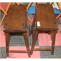 PAIR OF WOOD STOOLS