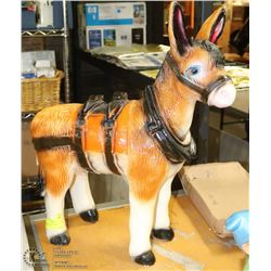 LARGE CERAMIC DONKEY ORNAMENT, 2' HIGH