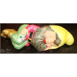 LAYING DOWN  CERAMIC GNOME/DWARF ORNAMENT