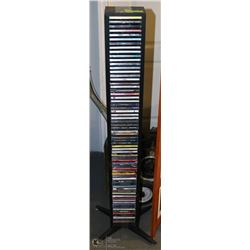 ASSORTED CD’S WITH STAND, INCLUDES “AEROSMITH,
