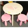 Image 1 : LOVELY GIRL WOOD TABLE WITH 2 STOOLS