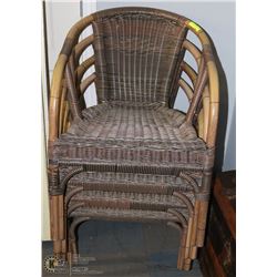 SET OF 4 WICKER PATIO CHAIRS