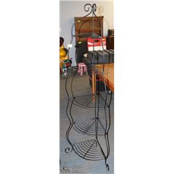 BLACK WROUGHT IRON CORNER STAND WITH 5