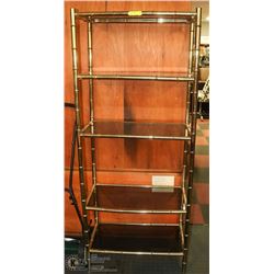 BRASS AND SMOKED GLASS 5 SHELVING UNIT