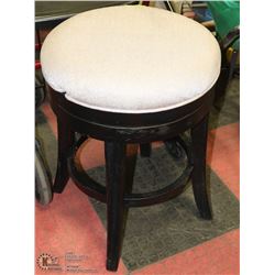 WOOD AND FABRIC SWIVEL BAR STOOL
