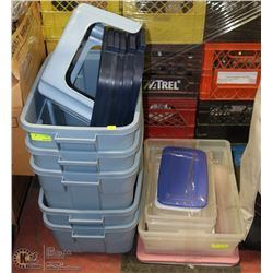 LARGE LOT OF ASSORTED STORAGE TOTES
