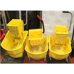 GROUP OF 3 COMMERCIAL MOP BUCKETS WITH WRINGERS