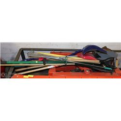 BUNDLE OF SHOVELS, RAKES AND MORE.