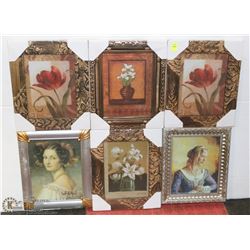 9 ASSORTED FRAMED PICTURES