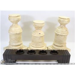 3 PILLAR CANDLE HOLDERS WITH TEALIGHT BAR