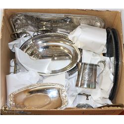 ESTATE BOX OF ASSORTED SERVING TRAYS, PLATTERS AND