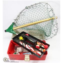 ESTATE PLANO  TACKLE BOX WITH  CONTENTS AND NET