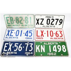 LOT OF 6  ALBERTA LICENSE PLATES INCL 1962,63,64,