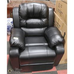NEW BLACK LEATHERETTE RECLINING AND ROCKING SOFA