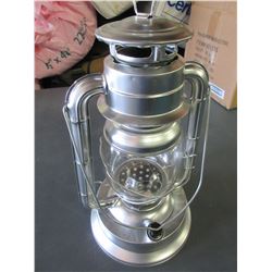 New Metal 14" Hurricane Lantern 21 LED Lights / uses very little energy/silver