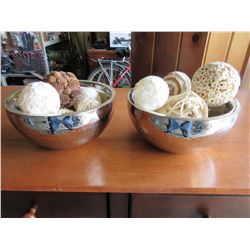 Pair of Decortive Bowls filled with Ocean reef décor