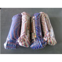 4 New rolls 100 ft Each Diamond Braid Rope 1/4" x 100ft / 400ft total