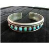 Image 1 : Sterling Silver Native American Navajo Turquois Bangle Bracelet / 26 GRAMS