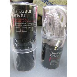 2 New Pair Dinosaur Driver Zipper Headphones / 1 black 1 white