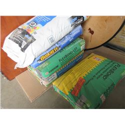 5 New  50lb Bags of Tile Morter / 1 bag is Glass Block Morter