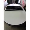 Image 3 : Kitchen Table white with Black metal Legs / 60 x 36 also has leaf to make