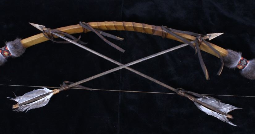 Plains Indian Bow And Arrow Leather Wall Decor