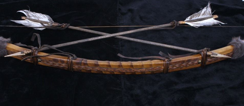 Plains Indian Bow And Arrow Leather Wall Decor