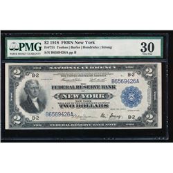 1918 $2 New York Federal Reserve Bank Note PMG 30