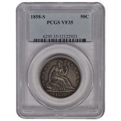 1858-S Seated Liberty Half Dollar Coin PCGS VF35