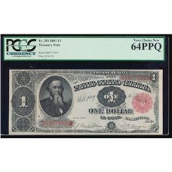 1891 $1 Treasury Note PCGS 64PPQ