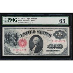 1917 $1 Legal Tender Note PMG 63