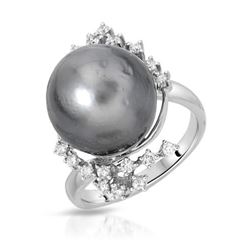 14KT White Gold 15.88ct Tahitian Pearl and Diamond Ring