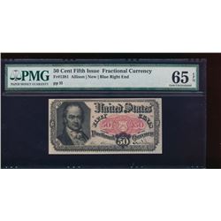 50 Cent Fifth Issue Fractional Note PMG 65EPQ