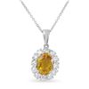 14KT White Gold 1.63ct Yellow Sapphire and Diamond Pendant with Chain