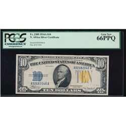 1934A $10 North Africa Silver Certificate PCGS 66PPQ