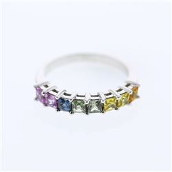 14KT White Gold 1.29ctw Multi Color Sapphire Ring