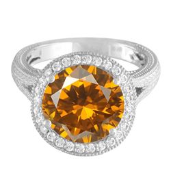 14KT White Gold 3.87ct Citrine and Diamond Ring