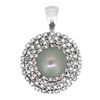 14KT White Gold 13mm Tahitian Pearl and Diamond Pendant
